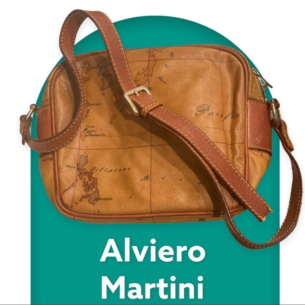 Vintage Alviero Martini Bag leather crossbody CLASSE Geo Print Satchel